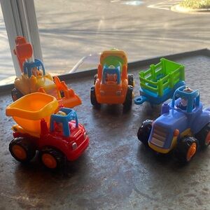 Huile Toys Push-N-Go Friction Powered Colorful Kids Construction Vehicle Set